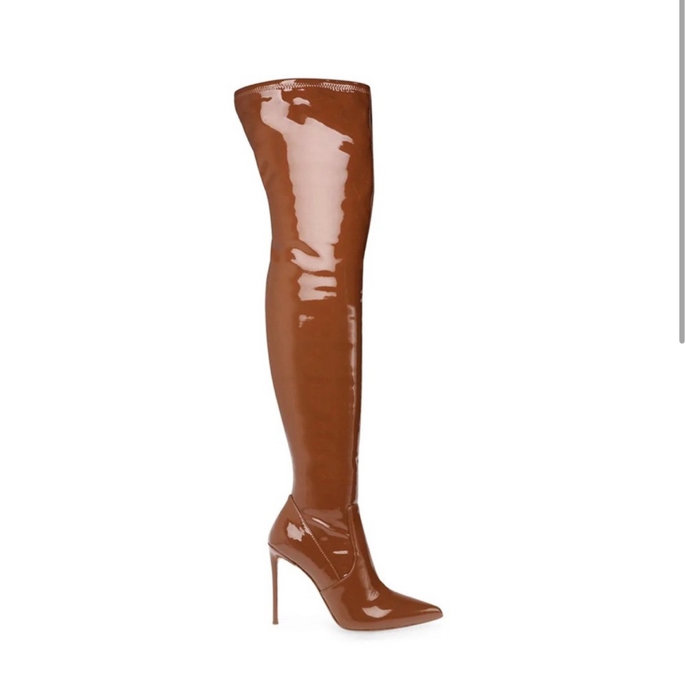 Thigh high patent leather boots